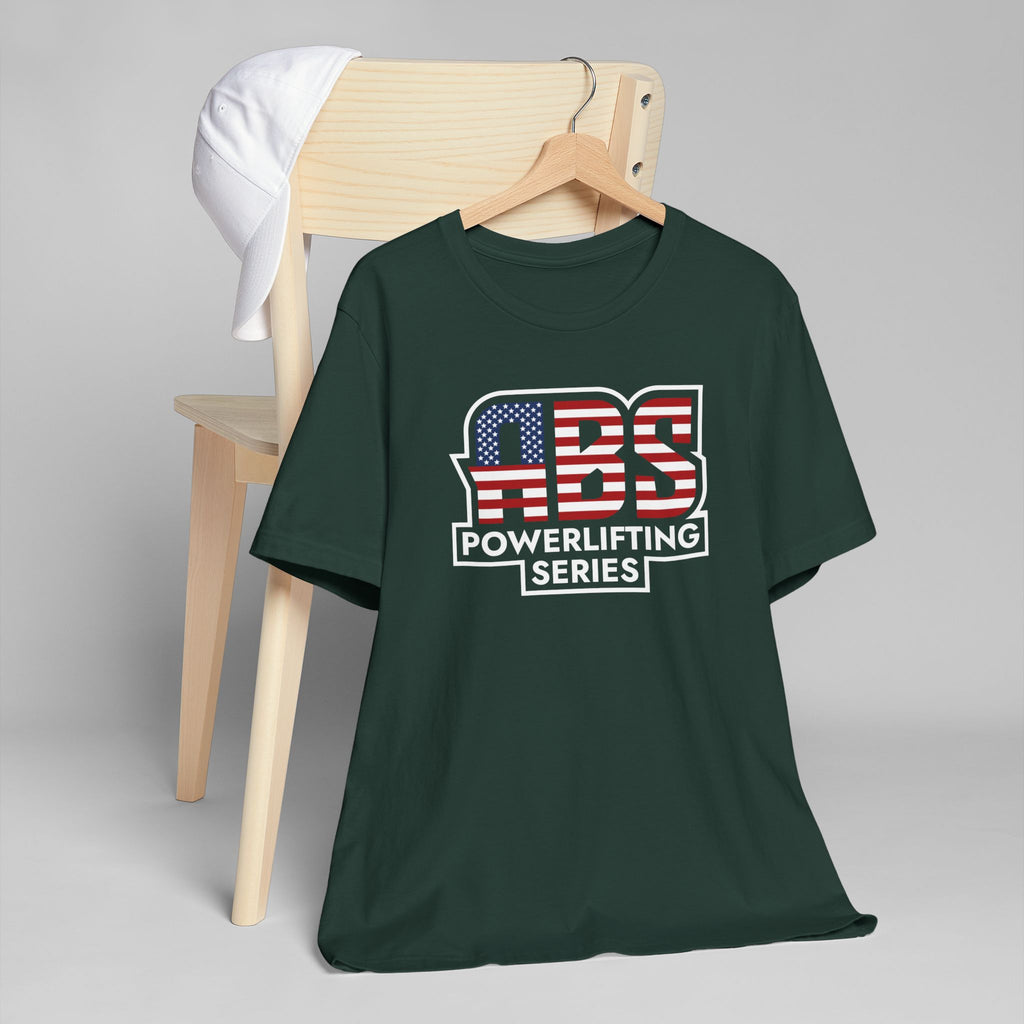 Powerlifting T-Shirt — "ABS Powerlifting Series" USA Flag Design