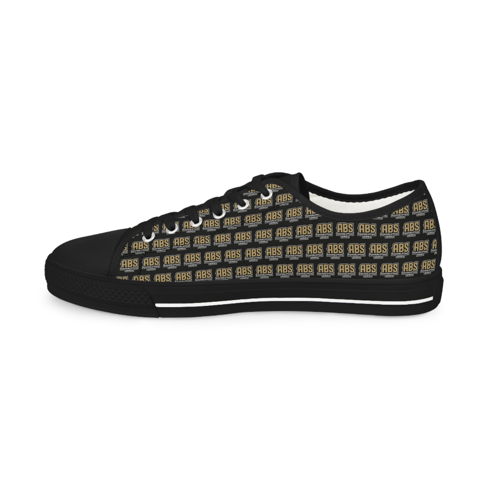 Men's Low Top Sneakers — Black Gold Pattern 'ABS' Accent