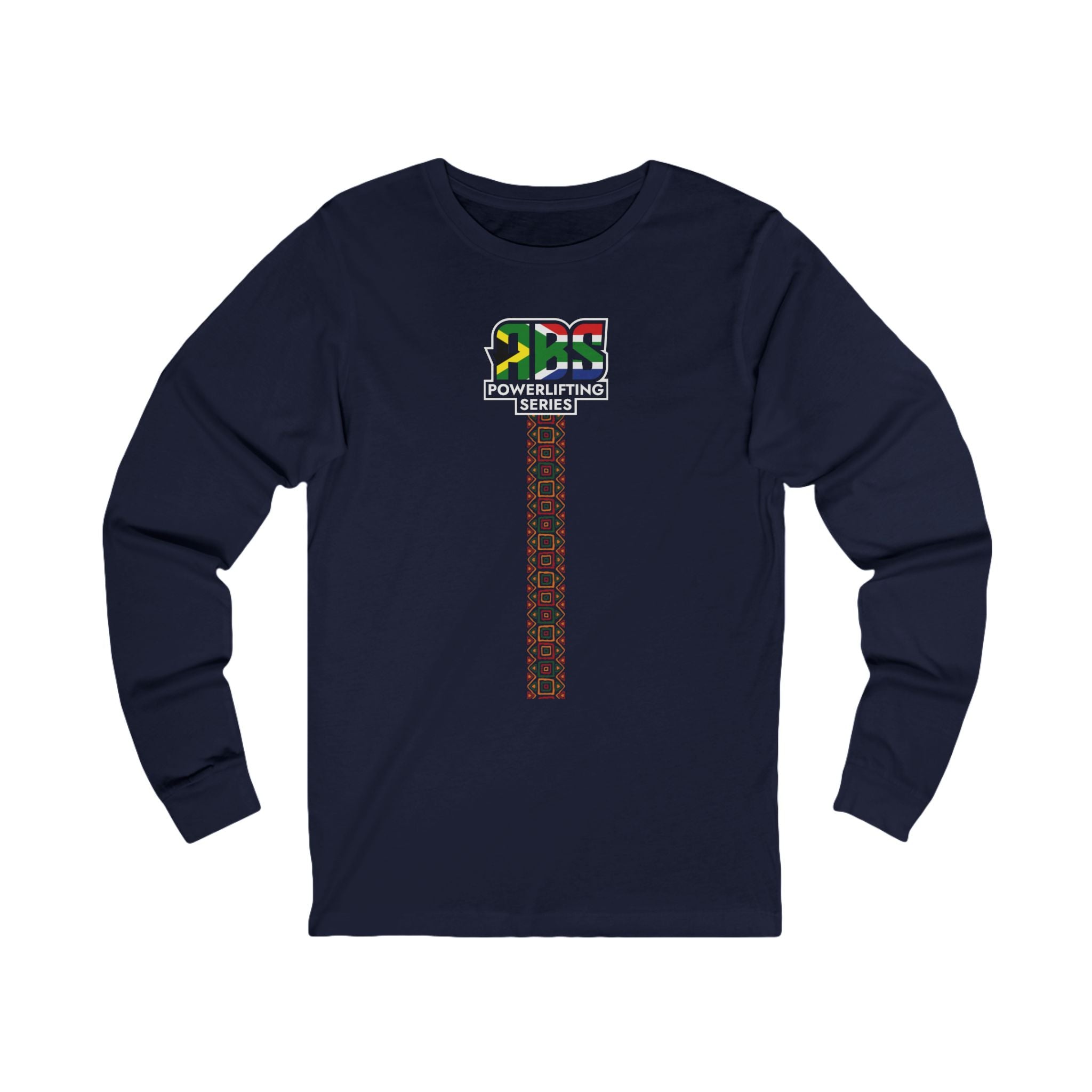Long Sleeve Tee — South Africa Powerlifting Series Graphic Shirt (Afrocentric Pattern)