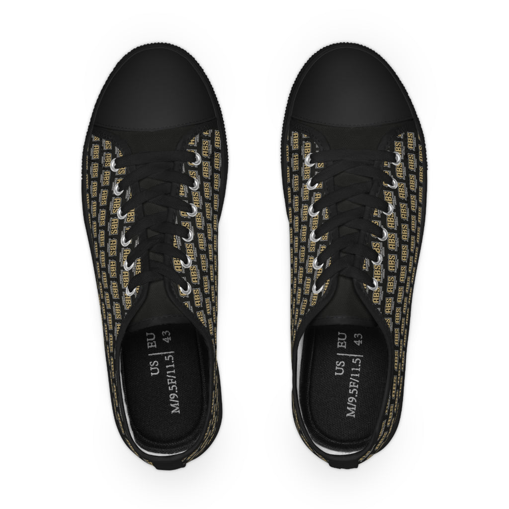 Men's Low Top Sneakers — Black Gold Pattern 'ABS' Accent