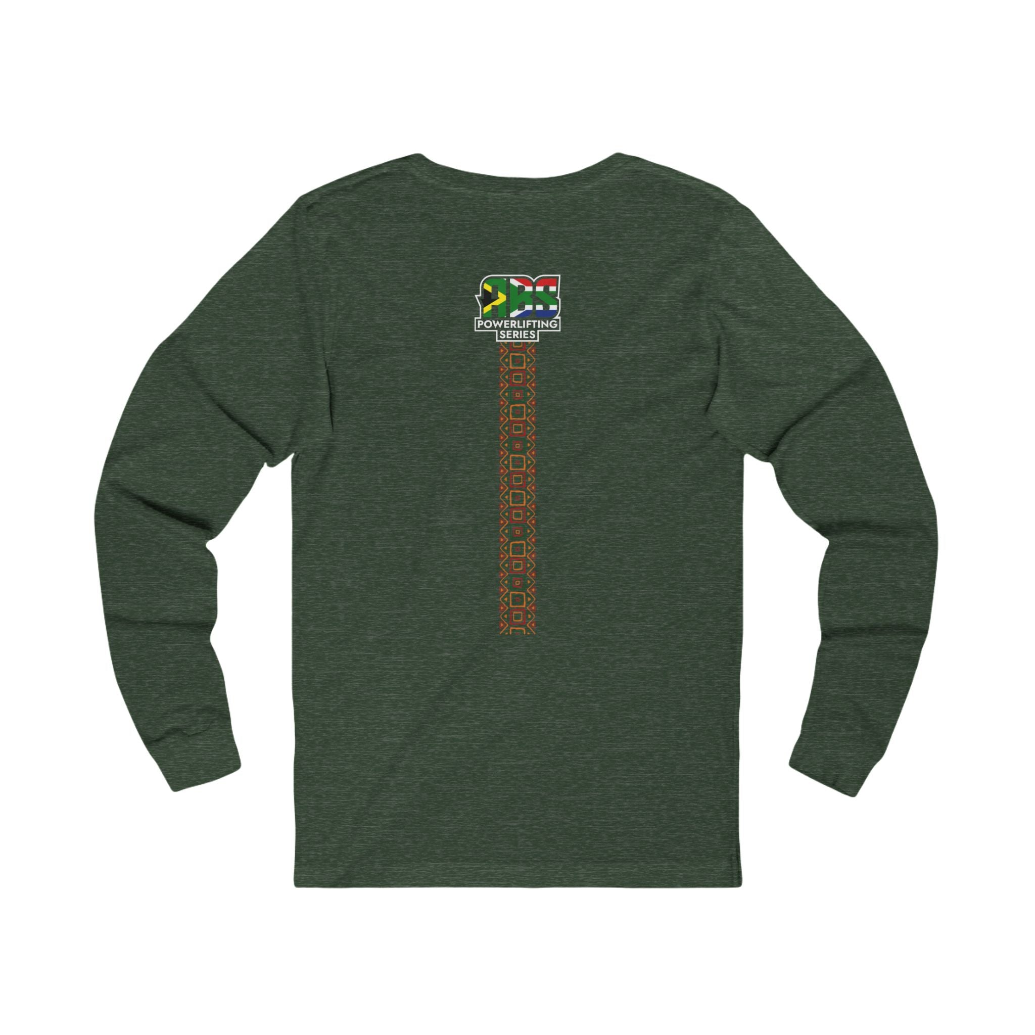 Long Sleeve Tee — South Africa Powerlifting Series Graphic Shirt (Afrocentric Pattern)