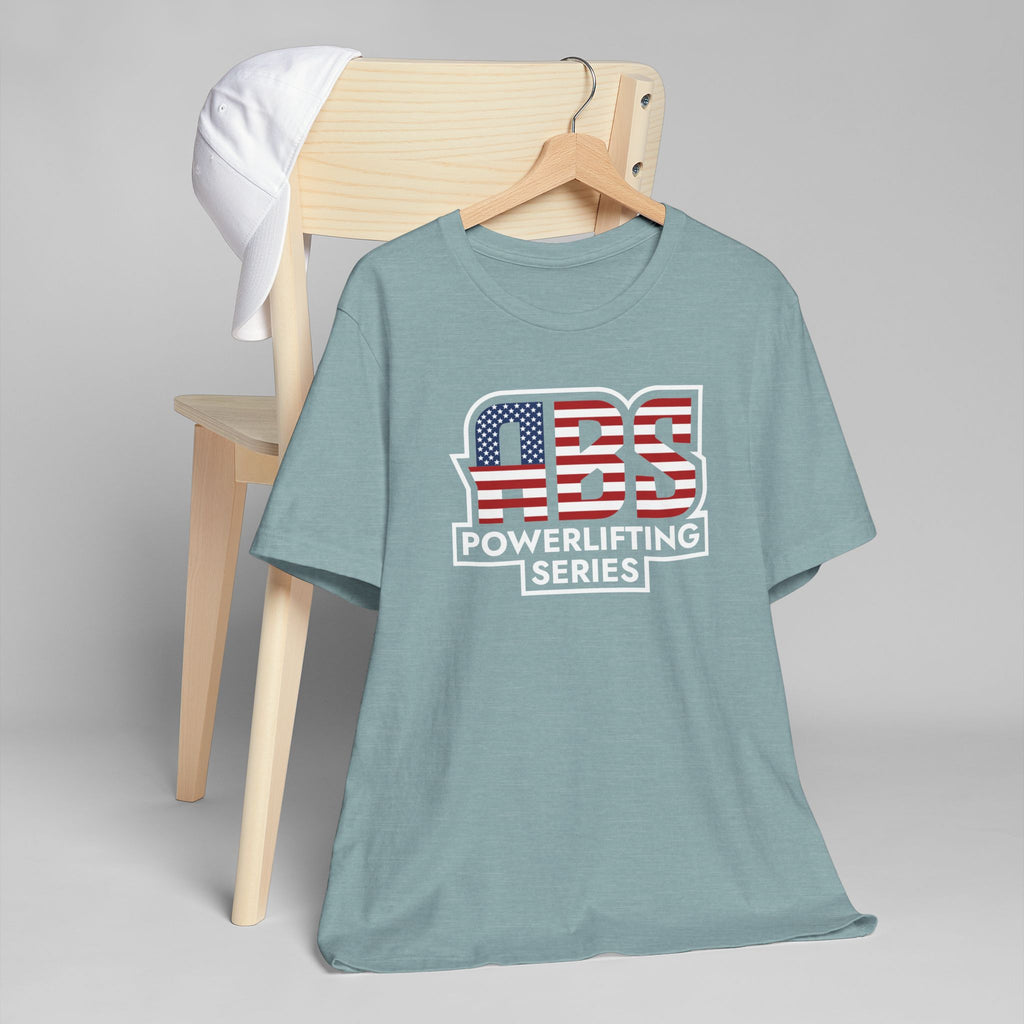 Powerlifting T-Shirt — "ABS Powerlifting Series" USA Flag Design