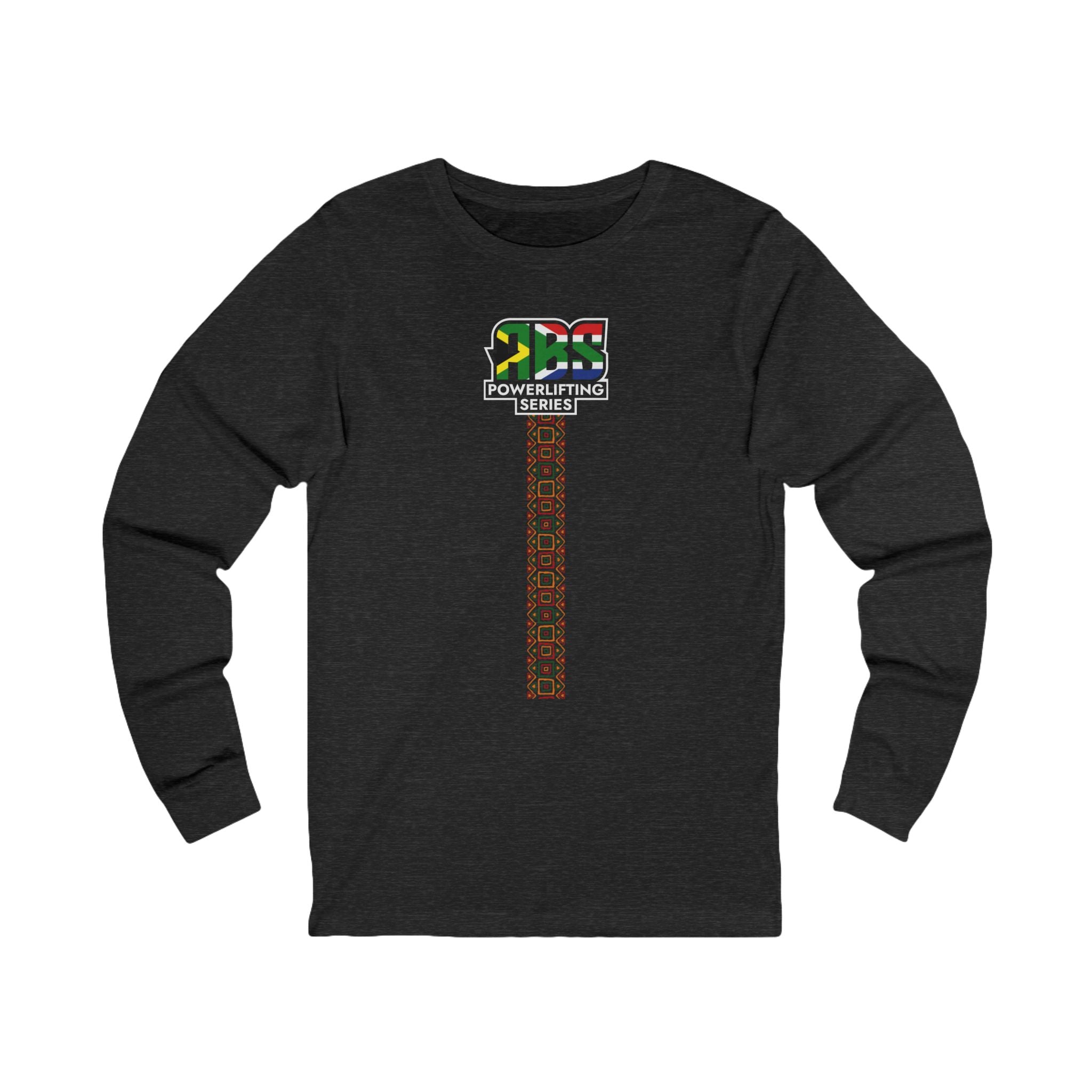 Long Sleeve Tee — South Africa Powerlifting Series Graphic Shirt (Afrocentric Pattern)