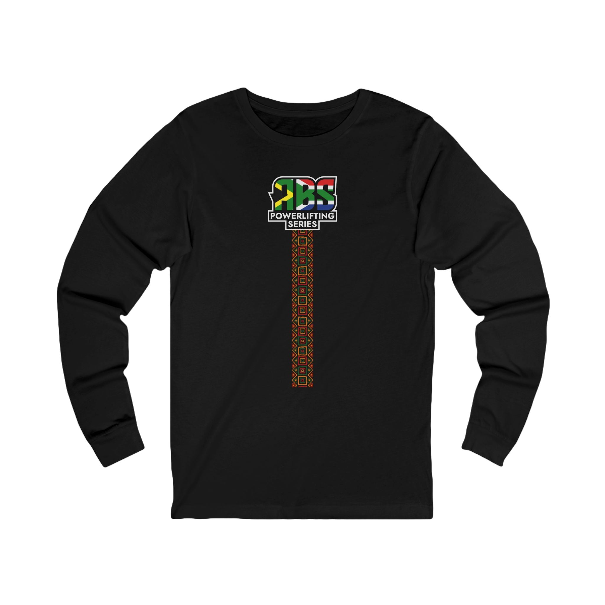 Long Sleeve Tee — South Africa Powerlifting Series Graphic Shirt (Afrocentric Pattern)
