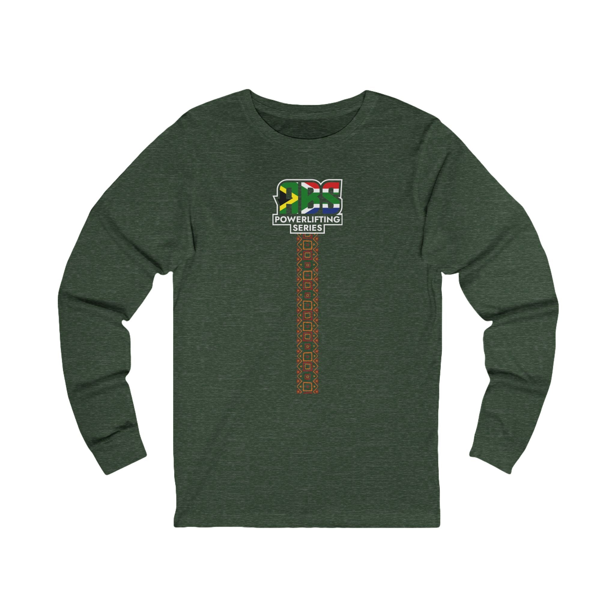 Long Sleeve Tee — South Africa Powerlifting Series Graphic Shirt (Afrocentric Pattern)